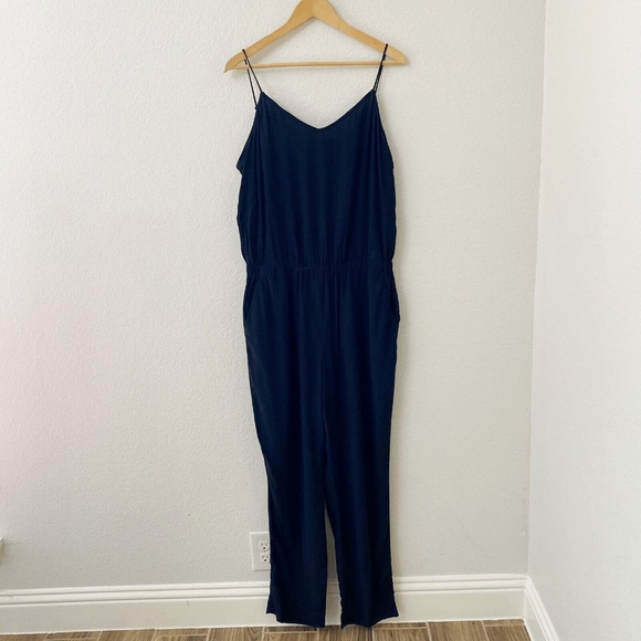 LOFT Jumpsuit Size Large Black Sleeveless One Piece Pockets New With Tags - Picture 1 of 5